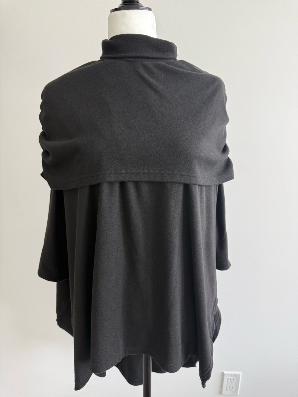 Women's Black Cape-Style Poncho Sweater